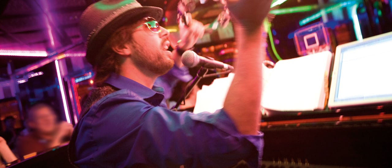 The atmosphere’s high in the piano bar